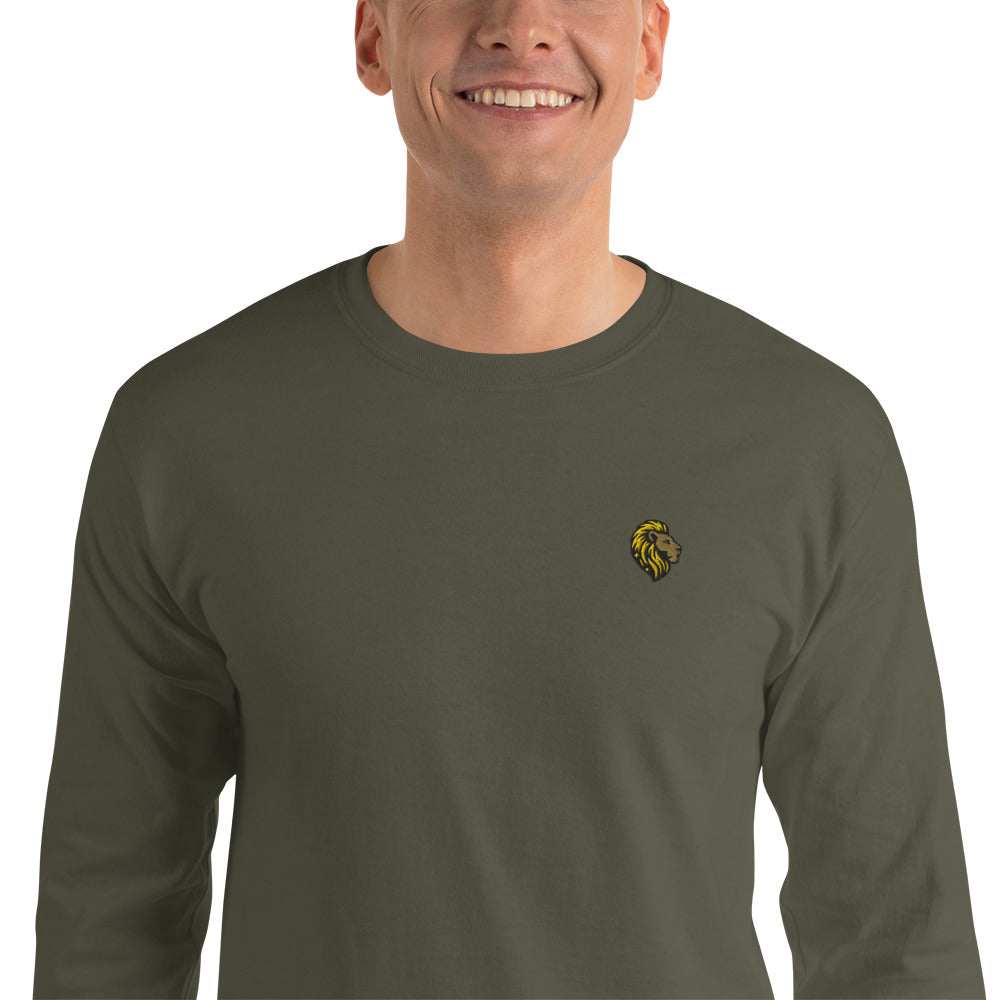 Men's Olive Green Long Sleeve Shirt - Embroidered Lion Logo - The One PR Apparel