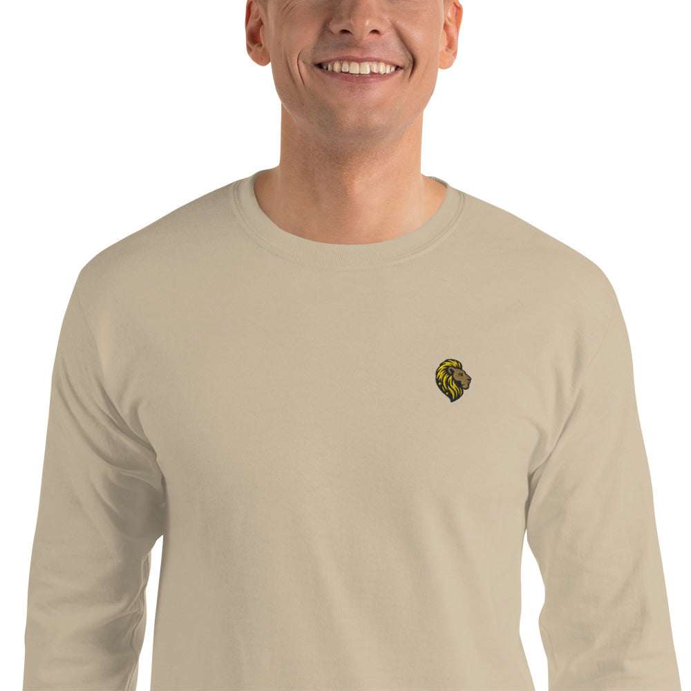 Men's Beige Long Sleeve Cotton Shirt with Lion Logo | The One PR