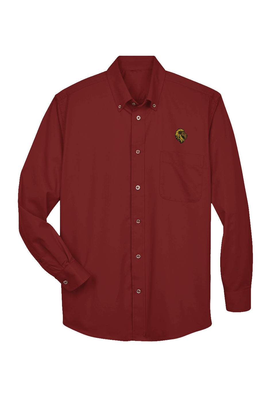 Burgundy Lion Logo Twill Shirt | Business Casual Long Sleeve by The One PR