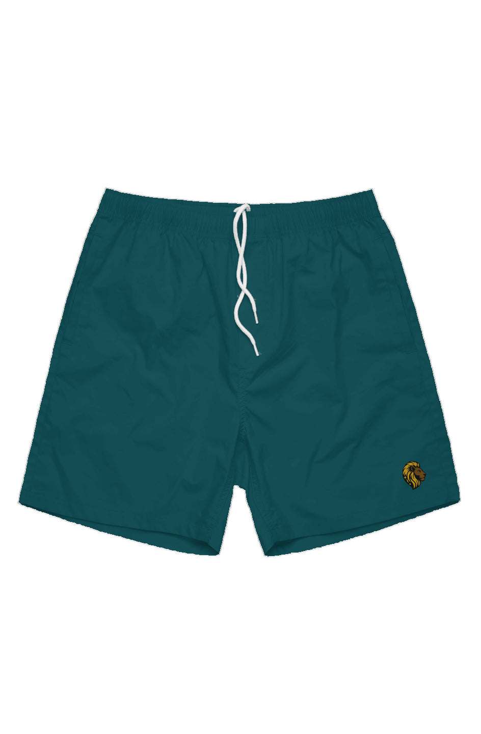 The One PR Teal Men's Swim Trunks with Lion Logo - Beach Shorts for Summer