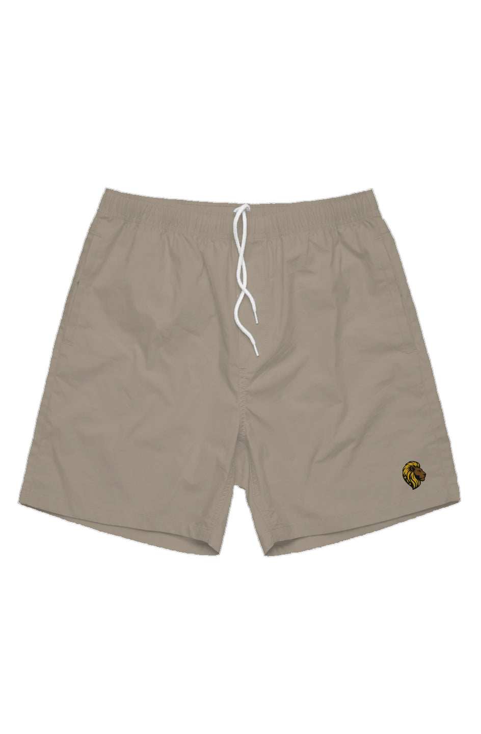 The One PR Men's Khaki Lion Logo Short Shorts | Swim Trunks