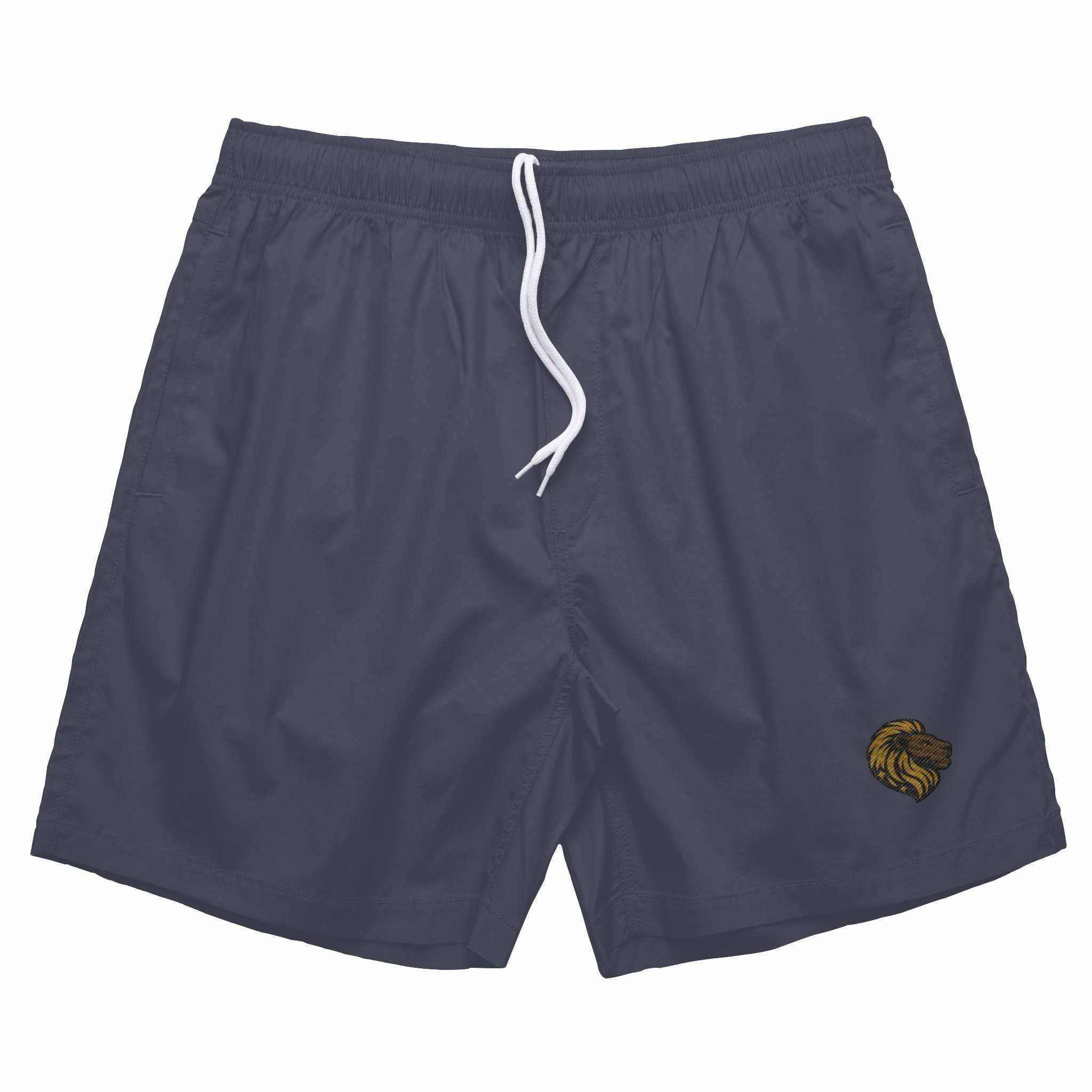 The One PR Men's Navy Lion Logo Shorts: Swim Trunks with Drawstring Waist