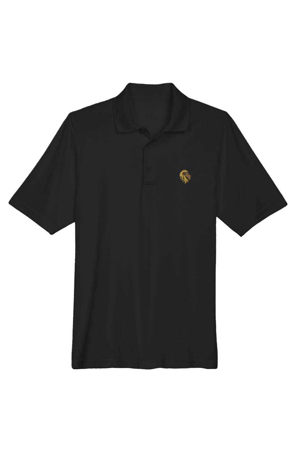 The One PR Men's Black Polo Shirt. Embroidered Logo, Moisture-Wicking Performance Polo. Plus Size Available.
