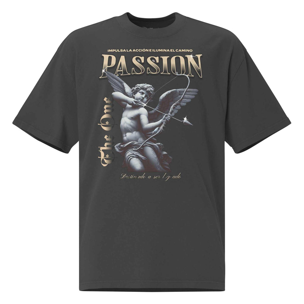 The One Passion oversized faded T-shirt. Angel graphic print. Men's fashion.