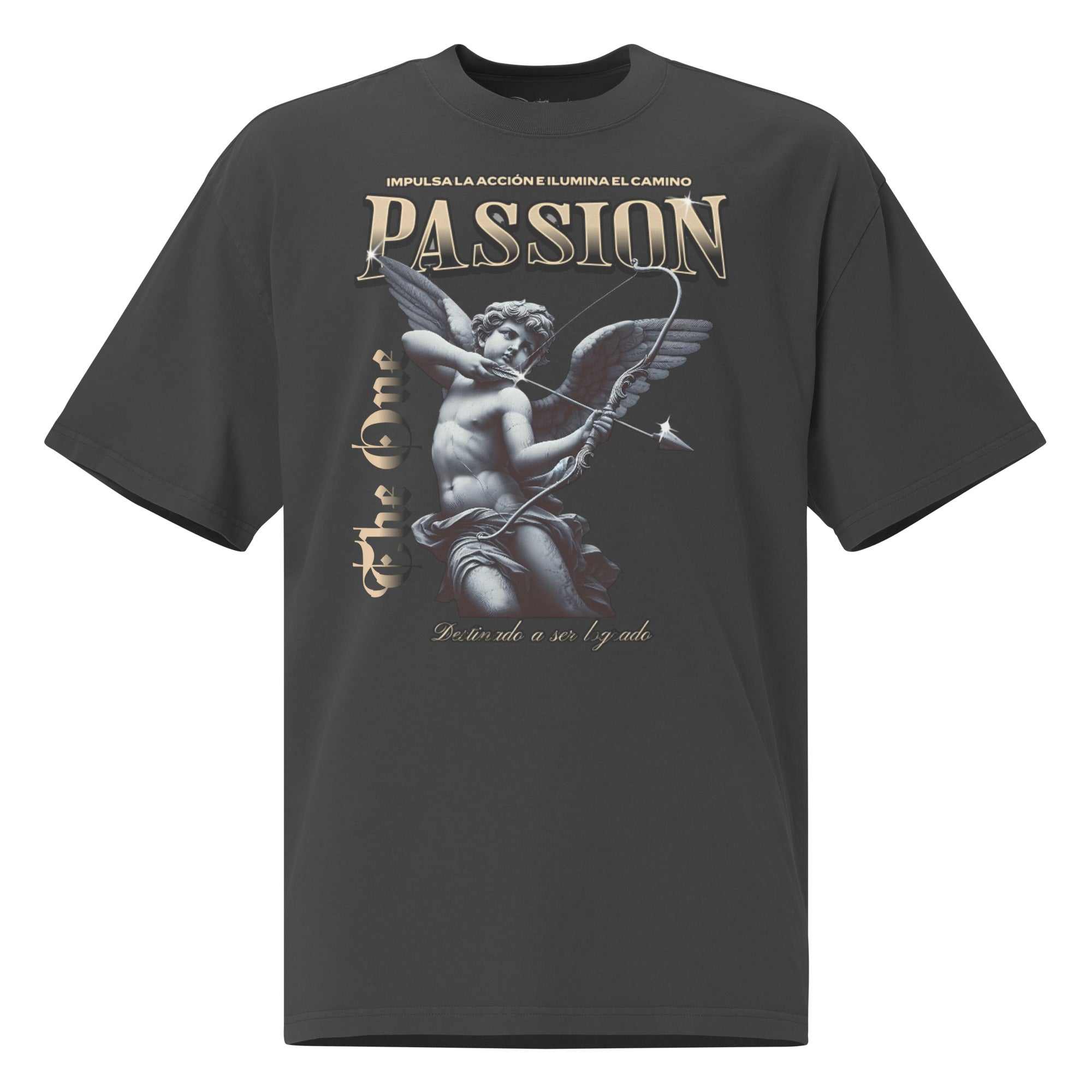 The One Passion oversized faded T-shirt. Angel graphic print. Men's fashion.