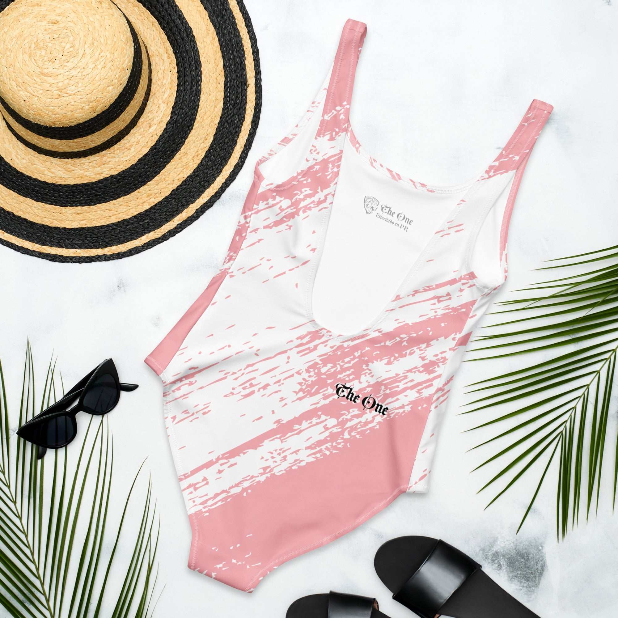 The One PR Pink Slash One-Piece Swimsuit. Chic designer swimwear. Made in Puerto Rico
