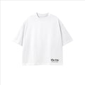 The One PR white 100% combed cotton oversized cropped t-shirt with subtle logo detail on hem.