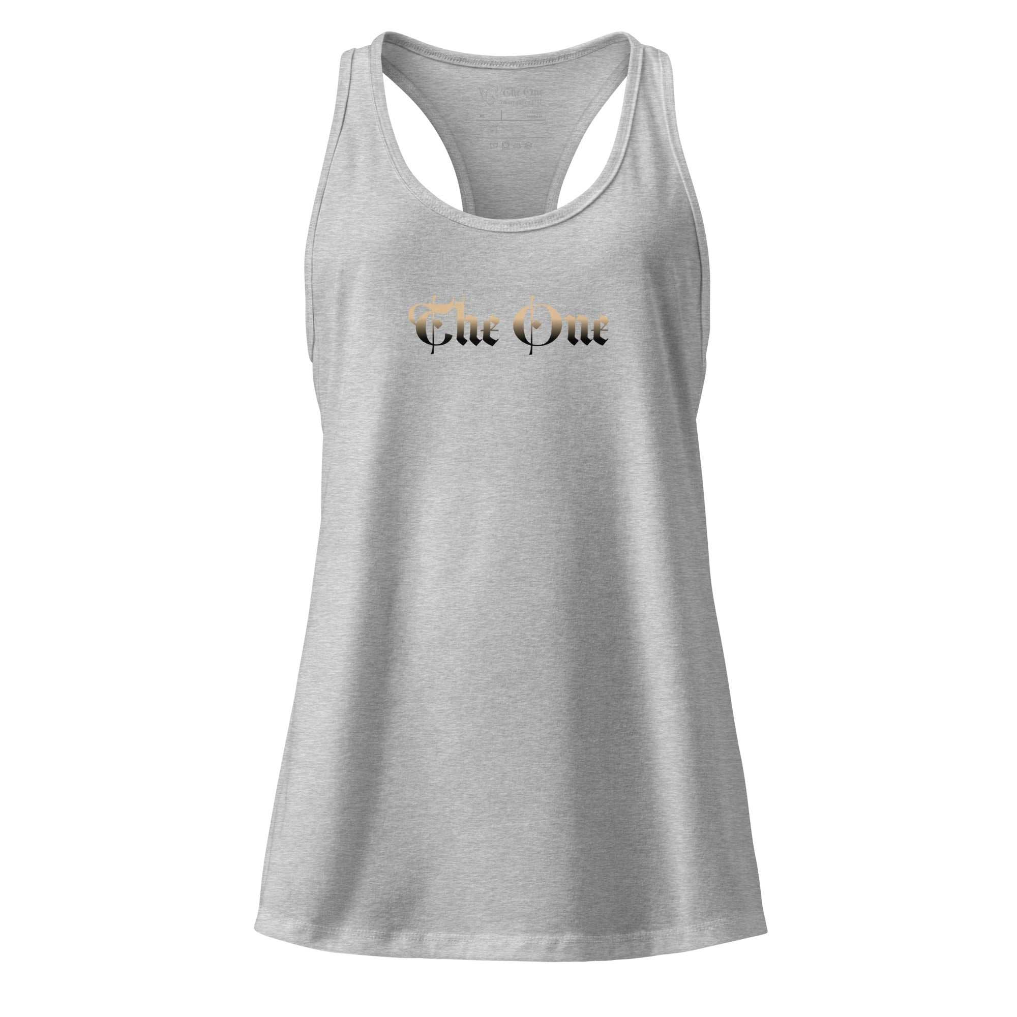 The One PR racerback tank top. Women's fitness apparel. Scoop neck sleeveless shirt. Activewear for women.