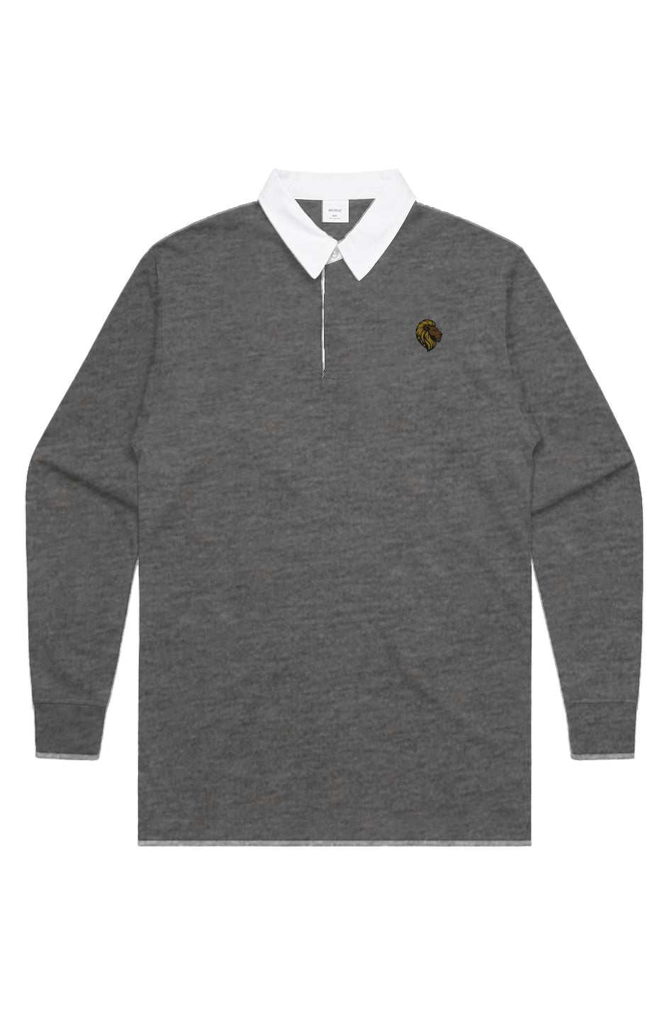 The One PR Gray Long Sleeve Rugby Shirt - Lion Logo, Pre-Shrunk