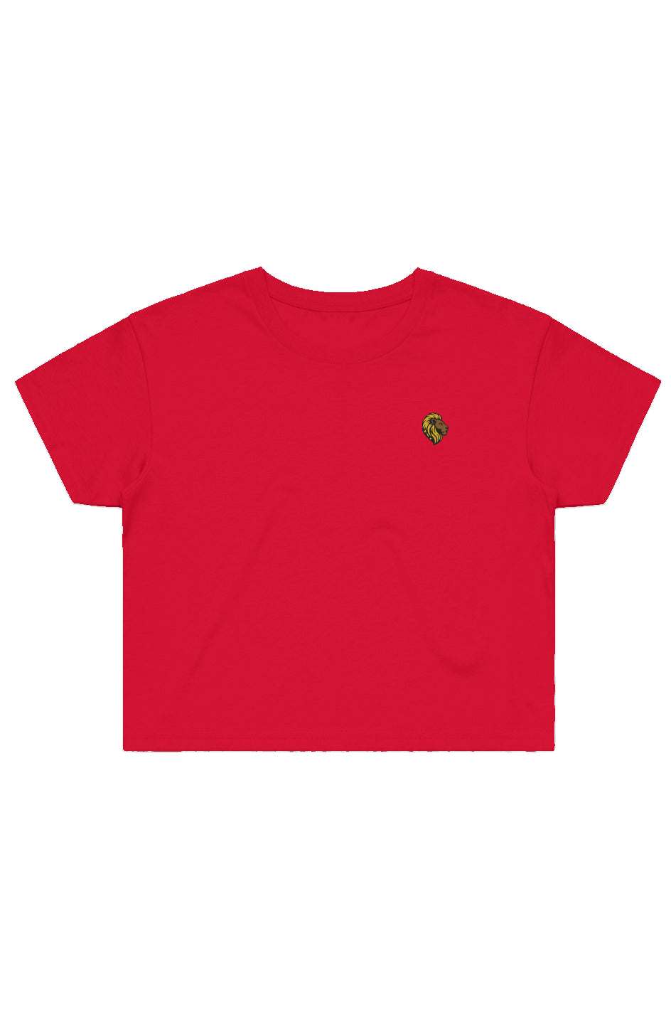 Red Crop Top with Lion Logo - Women's Cotton Tee | The One PR