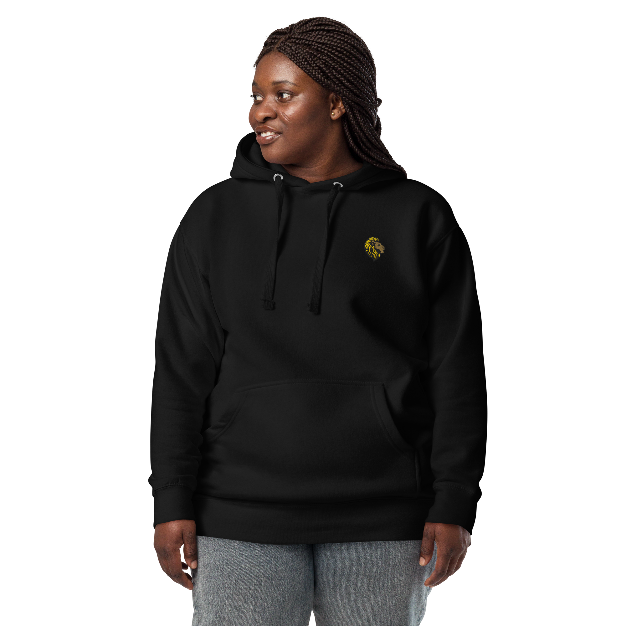 Black Unisex Hoodie Embroidered Lion | The One PR | Stylish Activewear