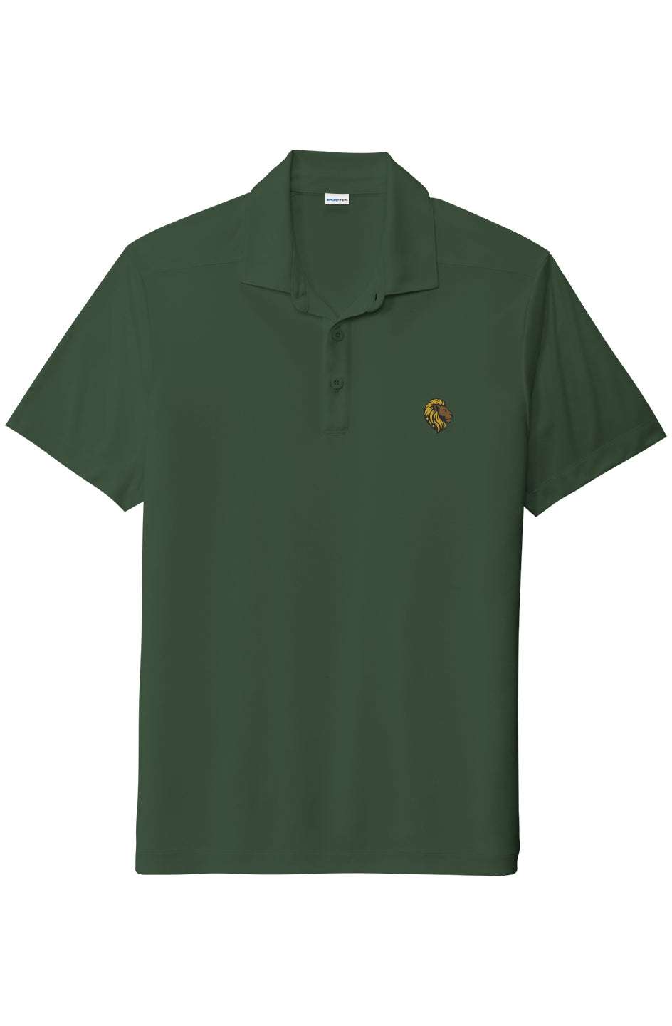 Men's Green Polo Shirt - Lion Logo, UV Protection, Sporty Style