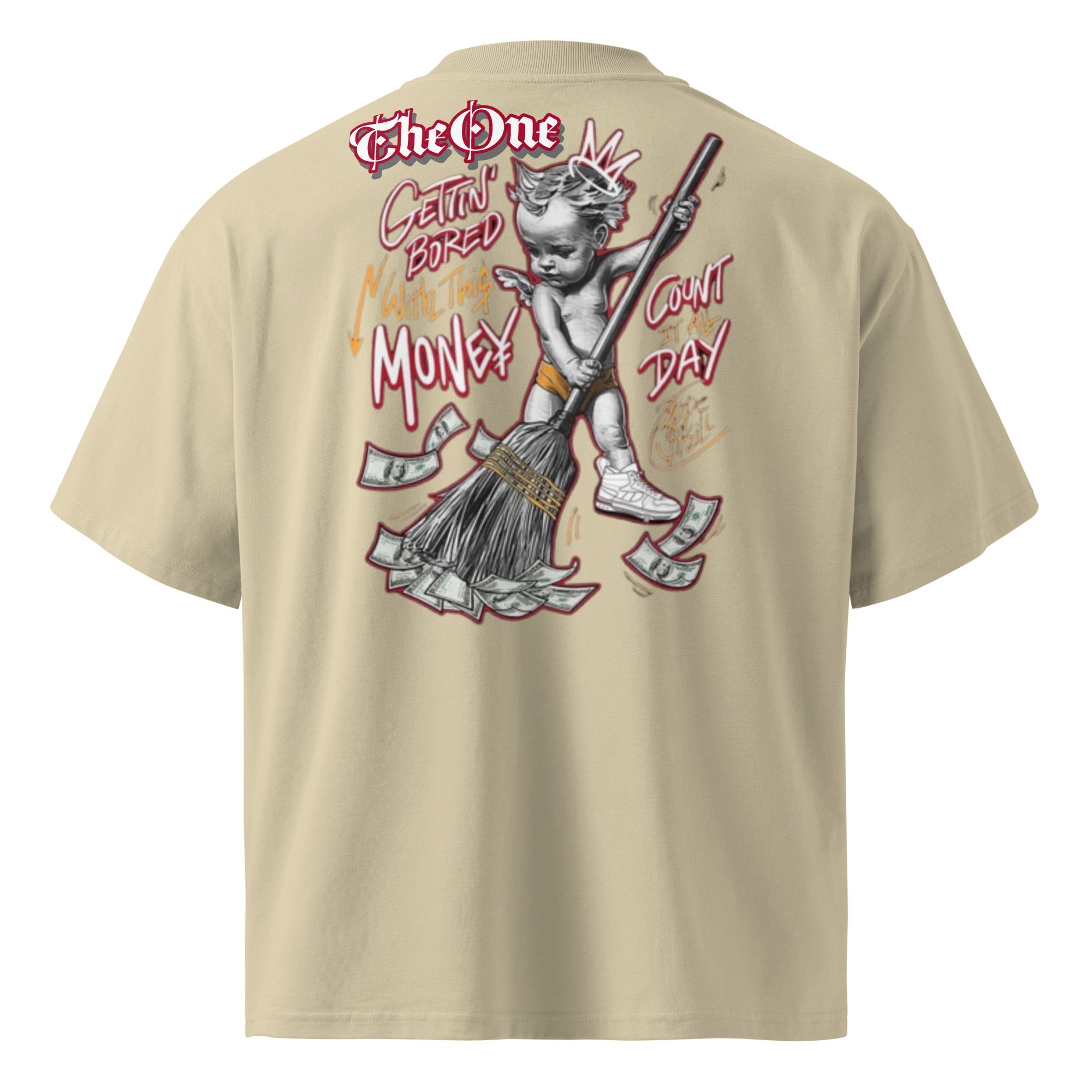 The One PR: Oversized T-Shirt - Money Angel Streetwear Design, Cotton Tee