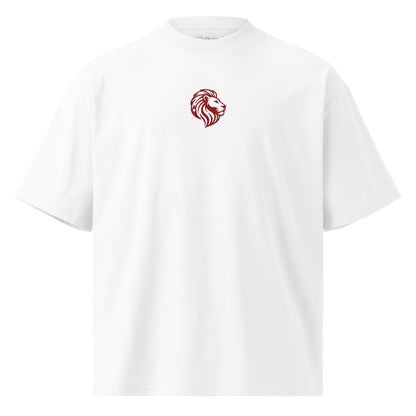 White Oversized T-Shirt with Lion Logo | The One PR | Organic Cotton, Mens Fashion, High Neck