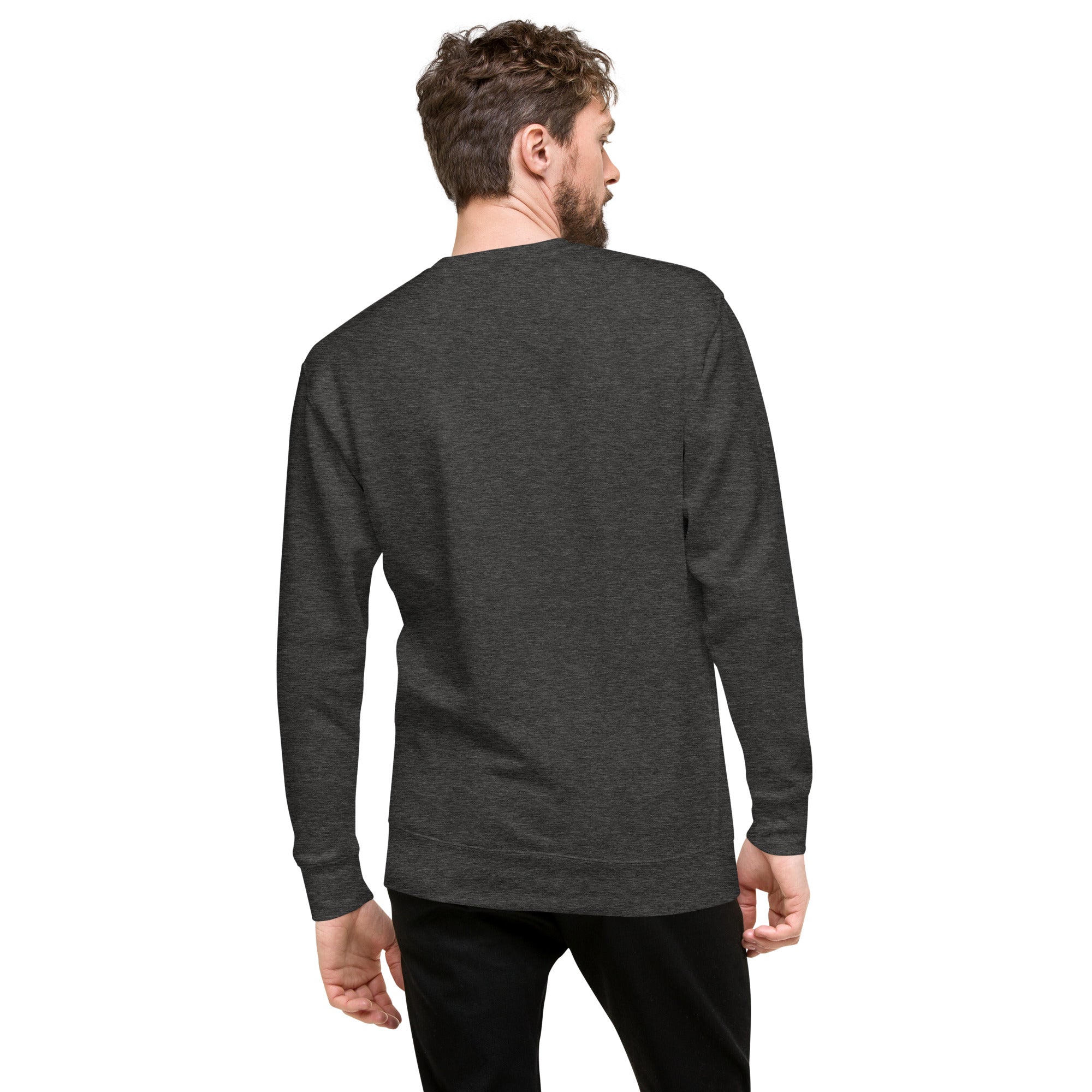 Charcoal Heather Unisex Sweatshirt Crewneck Streetwear, Men's/Women's Fleece Pullover Back View