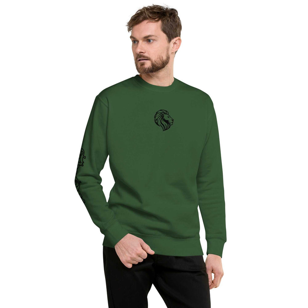 Green Unisex Crewneck Sweatshirt | Lion Logo, Fleece | Streetwear Style