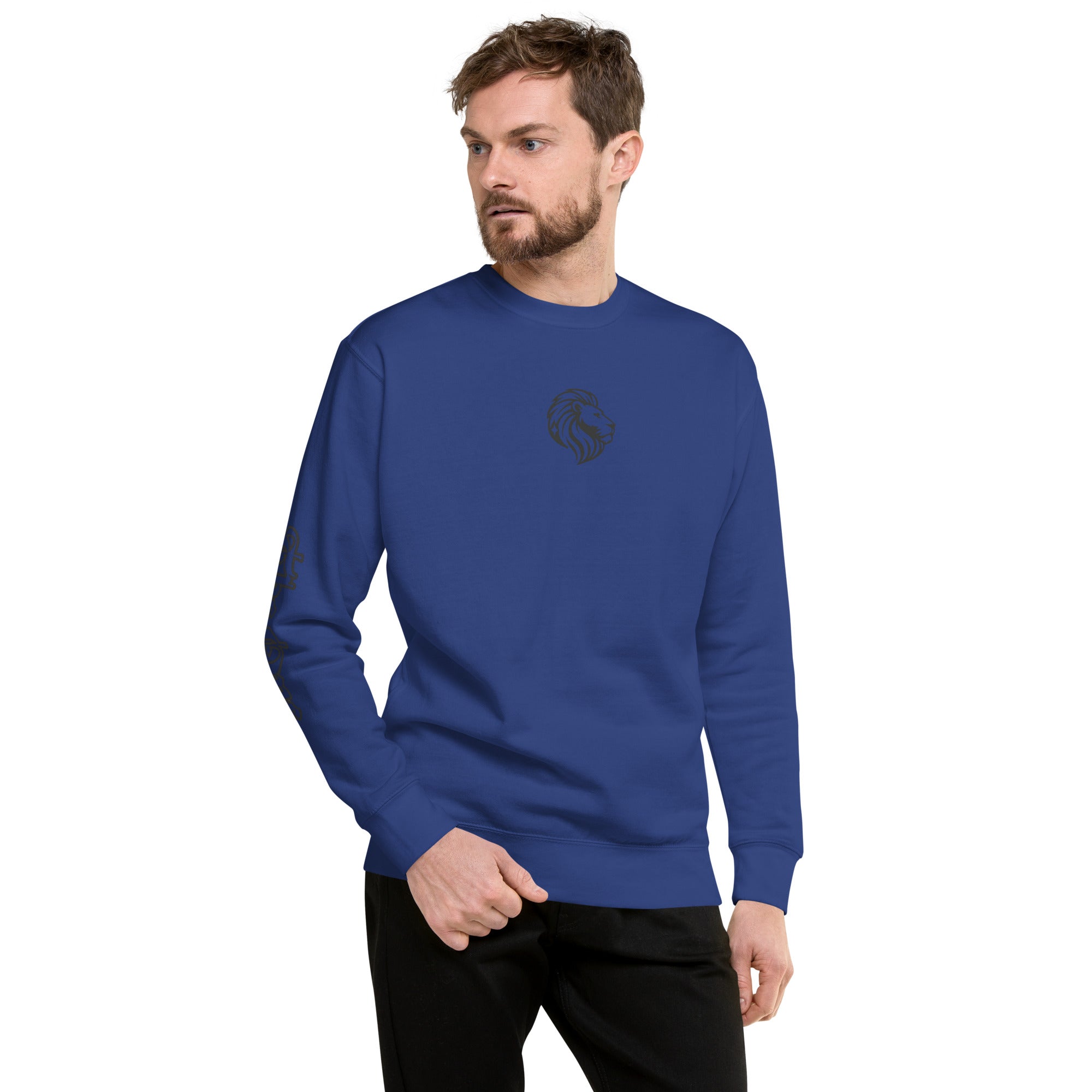 Blue Unisex Premium Sweatshirt - Lion Logo, Classic Crewneck Men's Fashion by The One PR