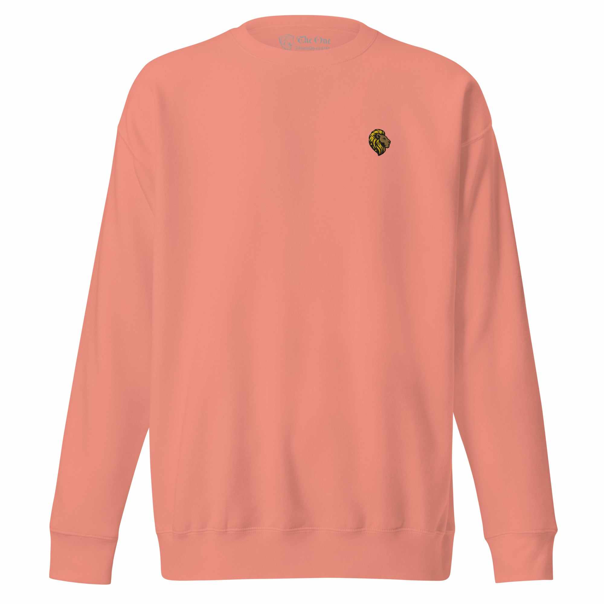 The One PR Unisex Sweatshirt: Premium Crewneck with Lion Logo, Peach