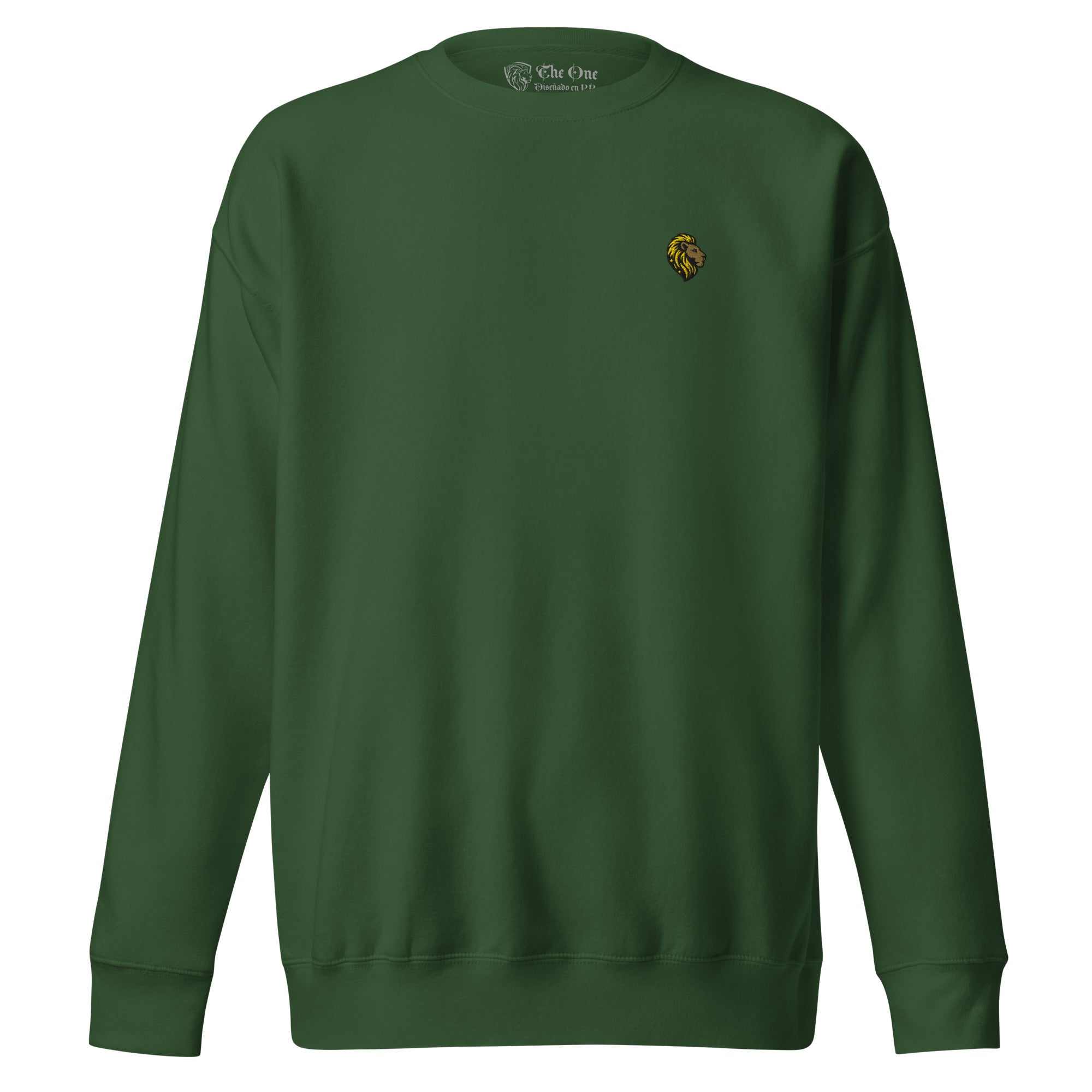 The One PR Unisex Green Sweatshirt: Embroidered Lion, Premium Cotton
