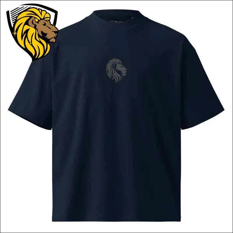 Yo Soy de Aqui oversized black high neck t-shirt with lion logo, made from organic cotton, eco-friendly and durable streetwear style